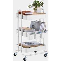 White Storage Trolley on Wheels