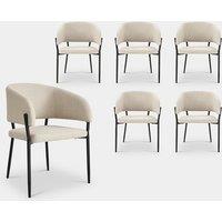 Oxford Set of 6 Linen Dining Chairs Cream
