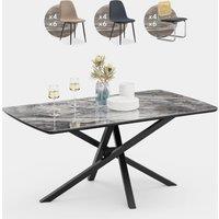 Atherton 6 Seater Marble Effect Dining Table Set