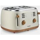 Fika Cream & Wood 4 Slice Toaster