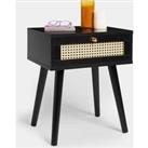 Whitworth Cane 1 Drawer Side Table - Living Room Furniture - End Tables - VonHaus