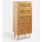 5 Drawer Rattan Tall Chest of Drawers