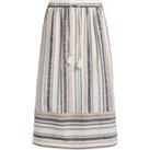 Weird Fish Samara Striped Organic Cotton Midi Skirt Ecru Size 10