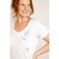 Weird Fish Quinni Graphic V-Neck T-Shirt White Size 10