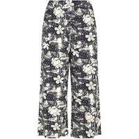 Weird Fish Tresco Eco Viscose Printed Wide Leg Cropped Trousers Ensign Blue Size 8
