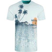 Weird Fish Sunlight Washed Out Slub T-Shirt Blue Surf Size S