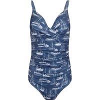 Weird Fish Penelope Printed Swimsuit Ensign Blue Size 10