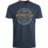 Weird Fish Waves Front Print Graphic T-Shirt Navy Size L