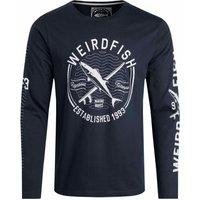 Weird Fish Making Waves Organic Cotton Branded Long Sleeve T-Shirt Navy Size 2XL