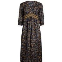 Weird Fish Kerina Organic Cotton Printed Midi Dress Ink Size 10