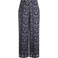 Weird Fish Mounira LivaEco Printed Viscose Wide Leg Trousers Rich Navy Size 12