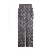Weird Fish Sarita LivaEco Wide Leg Printed Viscose Trousers Navy Size 8