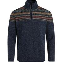 Weird Fish Larner 1/4 Zip Fair Isle Jumper Pale Denim Size XL