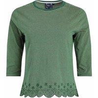 Weird Fish Raven Organic Cotton Striped Shiffli Hem Top Conker Size 8