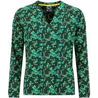 Weird Fish Brooke Organic Cotton Printed V Neck Jersey Top Petrol Blue Size 8