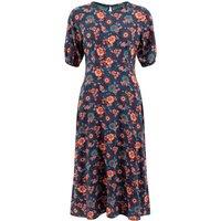 Weird Fish Everly Viscose Printed Viscose Dress Dark Blue Size 10