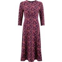 Weird Fish Felicity Organic Cotton Printed Jersey Midi Dress Purple Wine Size 8