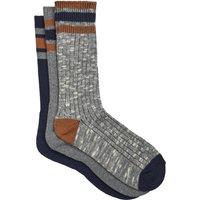 Weird Fish Fernvale Striped Boot Sock 3pk Rust Leaves Size 7-11