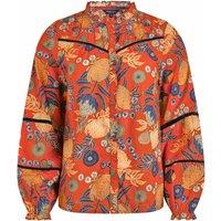 Weird Fish Bodhi Printed Long Sleeve Blouse Rust Leaves Size 10
