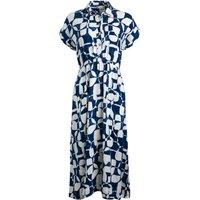 Weird Fish Jaye Linen Rich Printed Shirt Dress Oceano Size 10