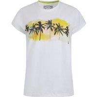 Weird Fish Painterly Palm Organic Cotton Front Print T-Shirt White Size 16