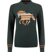 Weird Fish GeeGee Intarsia Knitted Jumper Dark Green Size 10