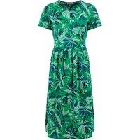 Weird Fish Celsia Printed Jersey Scoop Midi Dress Cactus Green Size 10