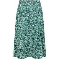 Weird Fish Romaro Printed Jersey Midi Skirt Midnight Size 8