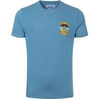 Weird Fish Cod and Chips Back Print Artist T-Shirt Washed Blue Size XL