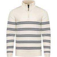 Weird Fish Gunnar 1/4 Zip Fine Knit Stripe Jumper Light Cream Size 3XL