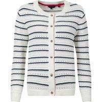 Weird Fish Romilly Pointelle Striped Cardigan Light Cream Size 10