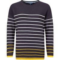 Weird Fish Sutton Striped Knitted Crew Jumper Light Cream Size 8