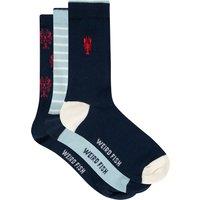 Weird Fish Parade Patterned Socks 3 Pack Navy Size 4-7