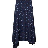 Weird Fish Florino Printed Asymmetric Slit Skirt Navy Blue Size 10