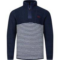 Weird Fish Gable 1/4 Zip Striped Macaroni Rich Navy Size 2XL