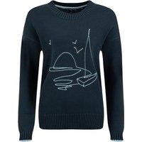 Weird Fish Lauro Embroidered Crew Knit Jumper Navy Size 10