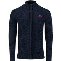 Weird Fish Bexley Full Zip Cable Knit Jumper Navy Size 2XL