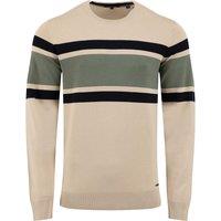 Weird Fish Ryker Stripe Crew Neck Jumper Oyster Size 2XL