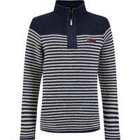 Weird Fish Ember 1/4 Zip Striped Macaroni Sweatshirt Gold Edition Navy Size 10