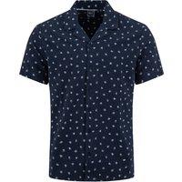 Weird Fish Hugh Printed Shirt Rich Navy Size XL