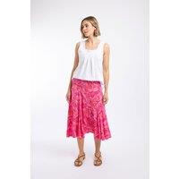 Weird Fish Cresento Printed Asymmetric Slit Skirt Hot Pink Size 22