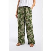 Weird Fish Essy Printed Viscose Wide Leg Trousers Ginko Green Size 10