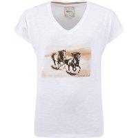 Weird Fish Running Horses Front Print Graphic T-Shirt White Size 10