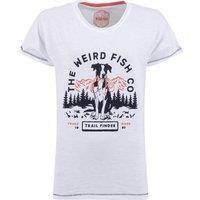 Weird Fish Trail Finder Front Print Graphic T-Shirt White Size 10