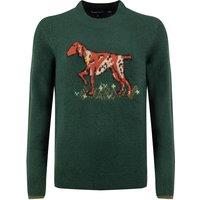 Weird Fish Pointer Intarsia Knitted Jumper Bottle Green Size 10