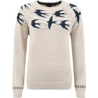 Weird Fish Swallows Intarsia Fair Isle Jumper Ecru Size 8