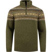 Weird Fish Larner 1/4 Zip Fair Isle Jumper Winter Green Size XL
