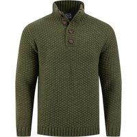 Weird Fish Aden Button Neck Jumper Maple Brown Size M