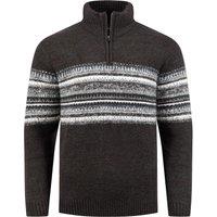 Weird Fish Bertie Fair Isle 1/4 Zip Jumper Black Size 2XL