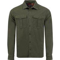 Weird Fish Garston Flannel Lined Twill Shirt Fir Green Size M